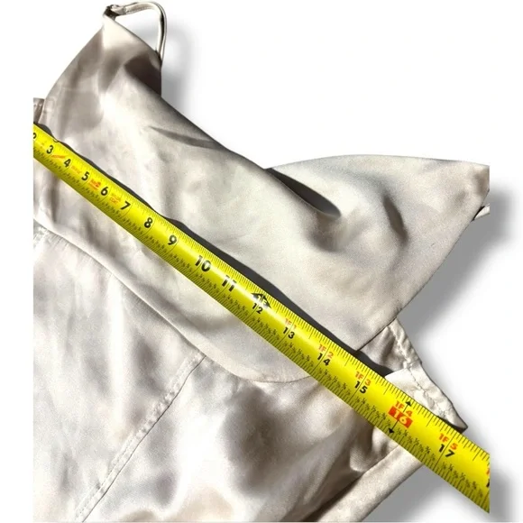 H&M Chic Ivory Satin Skinny Strap Cowl Neck Women's Cropped Camisole Top - Picture 9 of 16